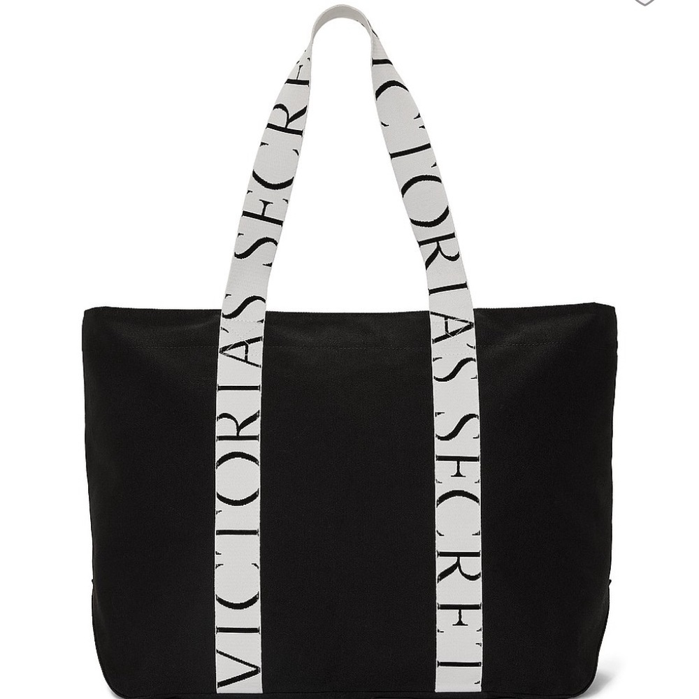 NEW Victoria's Secret Black Canvas Tote Bag